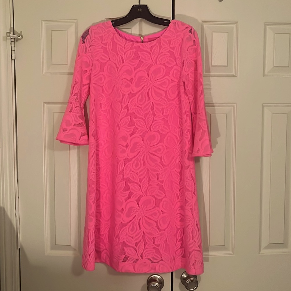 Lilly Pulitzer dress lace hot pink